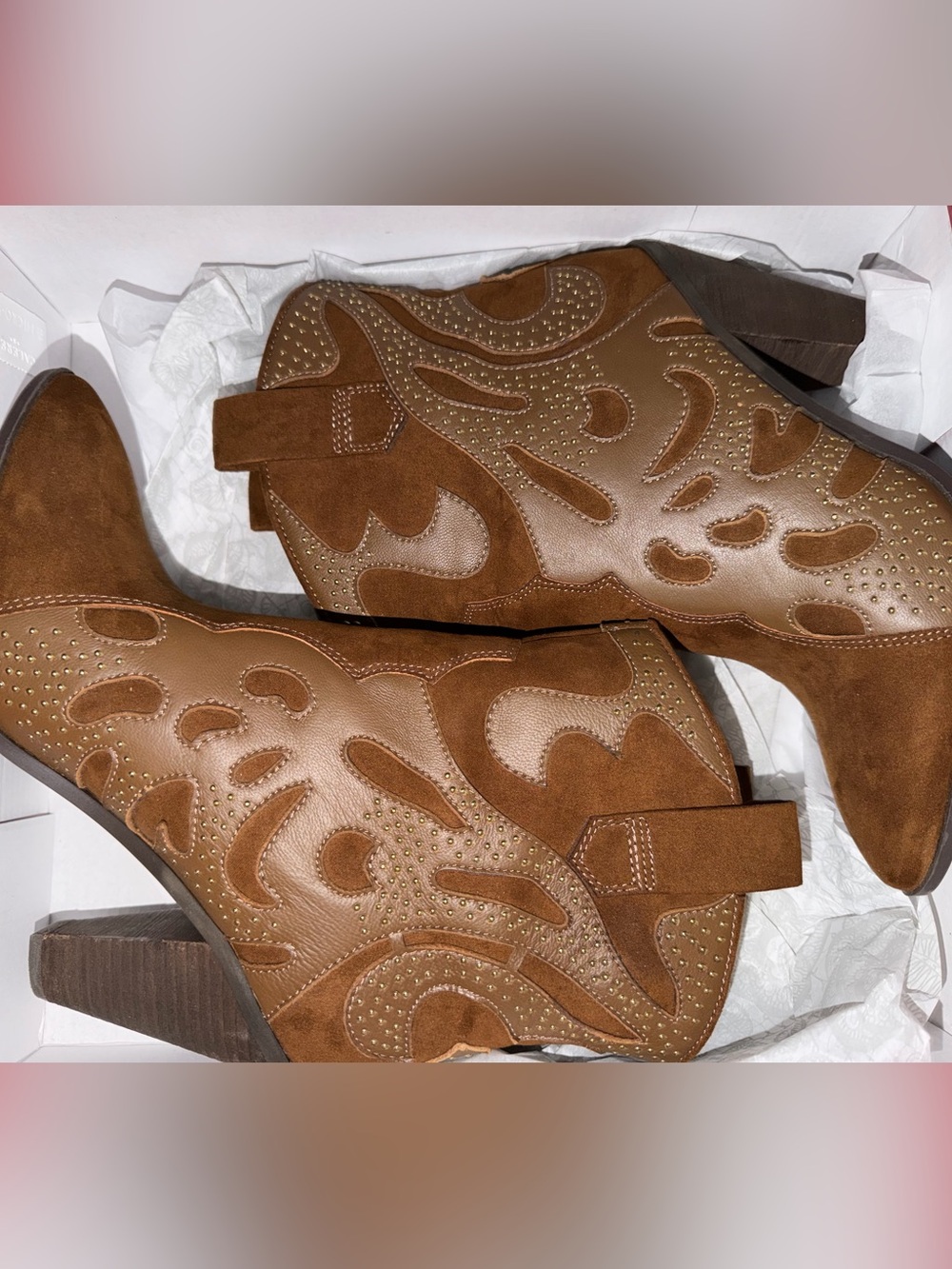 Carlos by Carlos Santana Brown Suede & Leather Western Ankle Boots